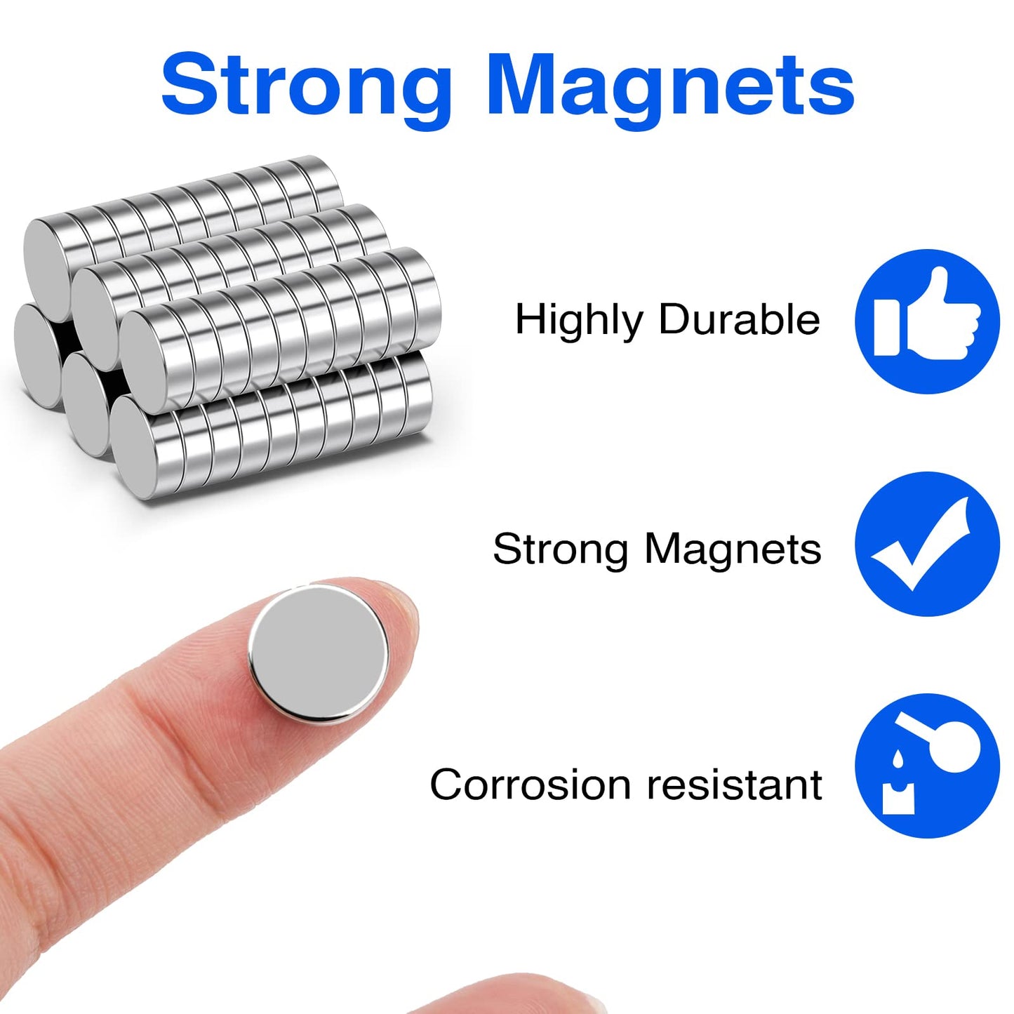 TRYMAG Magnets, 60Pcs Strong Rare Earth Magnets Small Round Fridge Magnets for Whiteboard, Heavy Neodymium Magnets Locker Magnets for Crafts, Whiteboard, Scientific Models 0.47 inch D x 1/8 inch H, 12 mm x 3 mm 60Pcs.