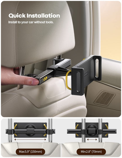 Car Tablet Holder, Headrest Tablet Mount - Lamicall Universal 360 Rotating Car Seat Stand Cradle for All 4.7"-13" Tablet, iPad Pro 10.5, 12.9, iPad Air Mini, Switch, Samsung Tab, Accessories, Mom Gift