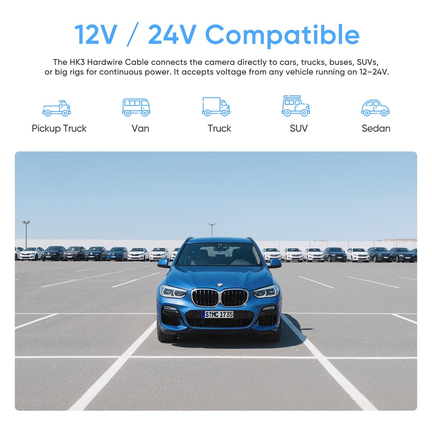 VIOFO HK3 Acc Hardwire Cable for A129, A129Plus, A129 PRO, A129IR, A119 V3, Enables Parking Mode, Low Voltage Protection (Fuse Tap Not Included)