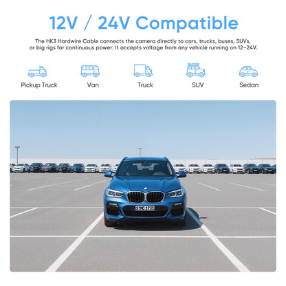 VIOFO HK3 Acc Hardwire Cable for A129, A129Plus, A129 PRO, A129IR, A119 V3, Enables Parking Mode, Low Voltage Protection (Fuse Tap Not Included)