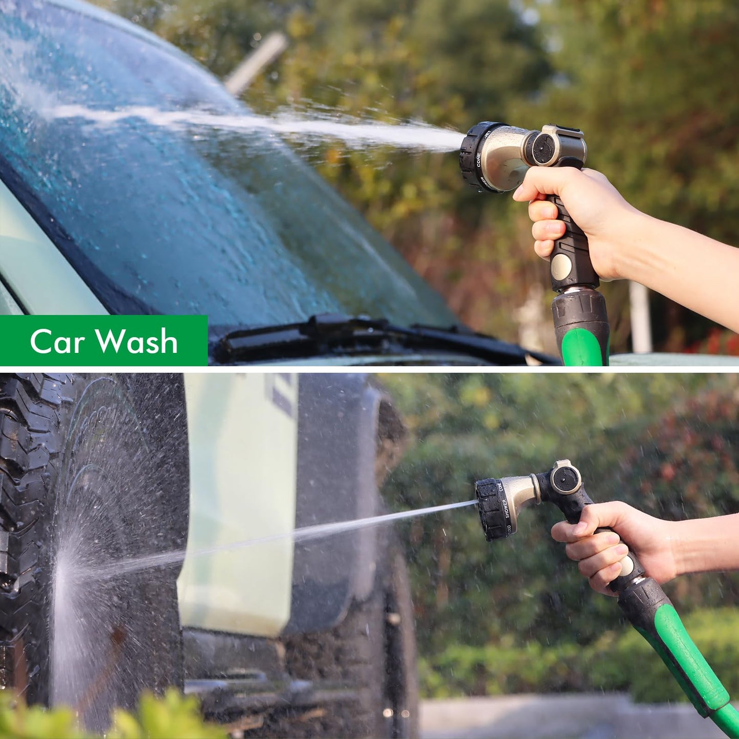 RESTMO Garden Hose Nozzle, Heavy Duty Metal Water Hose Sprayer with 7 Watering Patterns, Thumb Control | On Off Valve, High Pressure Nozzle Sprayer for Watering Plants, Car & Pet Washing, Bronze