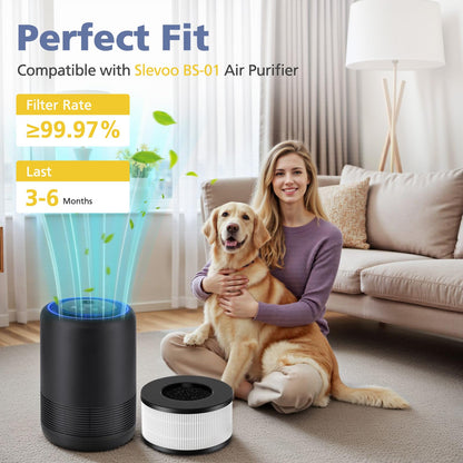 2 Pack BS-01 Filter Compatible with Slevoo BS-01 Air Purifiers, 3-in-1 Replacement Filter (NOT FOR Slevoo & Partu BS-03 Model)