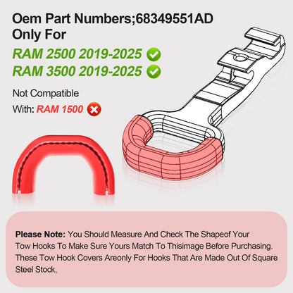 TOVIIEA Tow Hitch Covers for Dodge RAM 2500/3500 2019-2026 Thicken Upgrade,Tow Hook Cover Compatible with Dodge RAM 2500/3500 2019-2026 Accessories,2PCS (RED)