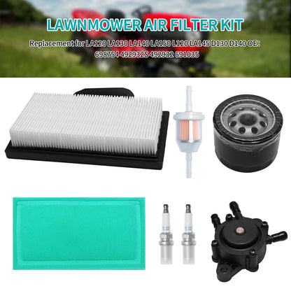 UOIENRT 698754 Air Filter, 492932S 492932 Oil Filter with 691035 Fuel Filter Tune up Kit, Fits for LA120 LA130 LA140 LA150 L120 LA145 D130 D140 Lawn Mower Parts