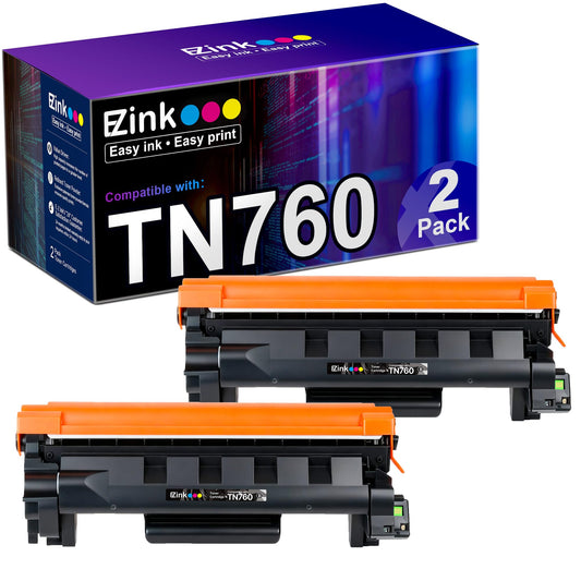 (New Chip) E-Z Ink 2 Black TN760 Toner Cartridges for Brother TN 760 Replacement TN730 TN 730 Black Toner for MFC-L2710DW MFC-L2750DW HL-L2350DW HL-L2370DW HL-L2395DW HL-L2390DW DCP-L2550DW Printer