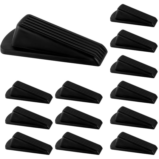 Supkiir 12 Pack Rubber Door Stopper Wedges, Non-Scratching Door Stops for Bottom of Door, Heavy Duty Door Security Stoppers for Tile, Carpet, Wooden