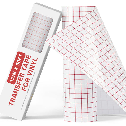 YRYM HT Clear Vinyl Transfer Paper Tape Roll-12 x 50 FT w/Alignment Grid Application Tape for Silhouette Cameo, Adhesive Vinyl for Decals,Signs, Windows, Stickers