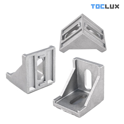 10 Sets Silver 4040 Aluminum Extrusion Corner Bracket Kit – 10pcs Corner Brackets, 20pcs M6 Spring T-Nuts & Hex Screws, 1 Ball-End Hex Wrench – for 40 Series T Slot Extruded Aluminum Rail Accessories