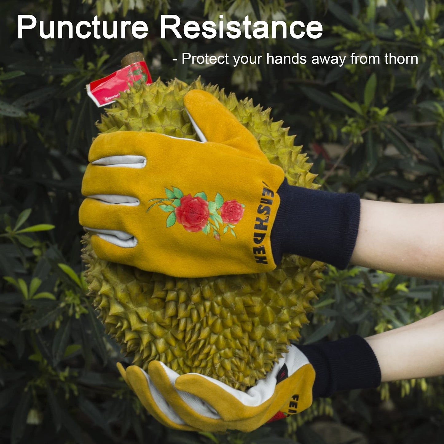 Cactus Gloves Soft Deerskin Women Gardening Glove Thorn Proof for Cacti Handling (Medium, Yellow)