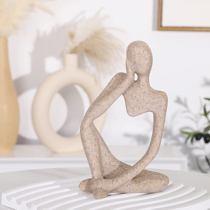 Winshall Home Decor Accents, Resin Thinker Statue Decor 3 PCS, Abstract Bookshelf Decor, Decorative Sculpture for Office,Book Shelf, Figurines Home Decor Accents (Sandstone)