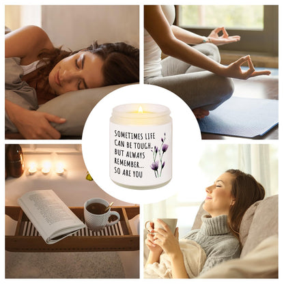 Shqiueos Birthday & Christmas Get Well Gifts for Women, Cancer Care Gifts for Women Inspirational Candle 7oz, Sympathy Gifts, Cheer up, Comfort, Surgery Recover, Encouragement Lavender Scented Candle