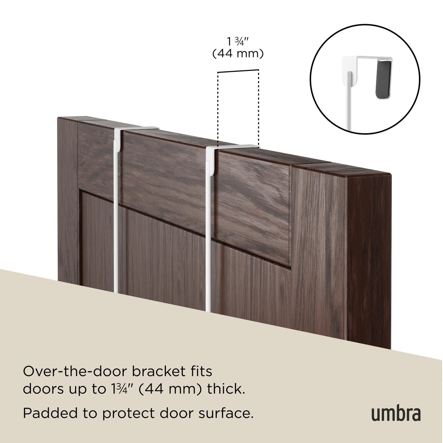 Umbra Estique Over The Door Coat Rack & Multi-Use Organizer, for Coats, Bags, Hats & More, Small, White/Natural