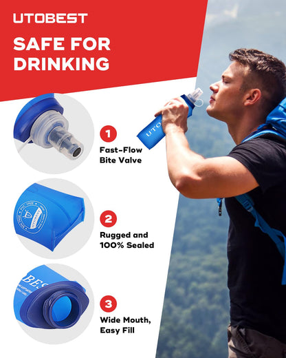 UTOBEST Soft Flask Running Water Bottle Collapsible Water Bottle for Trail Running Hydration Pack Hiking Cycling Climbing 500 ML