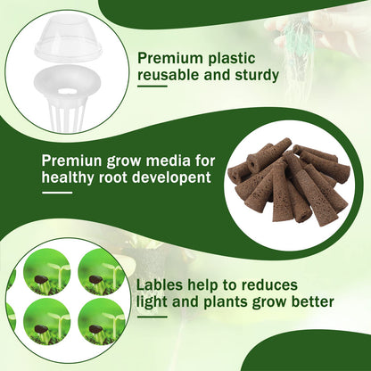DECYOOL Garden Seed Pods, 148pcs Hydroponic Pods Kit:Grow Anything Kit with 36 Grow Baskets,36 Grow Sponges,36 Grow Domes,40 Pod Labels