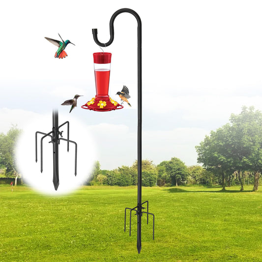 Shepherd Hooks for Outdoor - 78 Inch High, 5/6 Inch Rod Diameter, 5 Prong Base Adjustable Shepherd Hooks, Heavy Duty Feeder Pole for Hanging Flower Baskets Lantern Lights Wind Chime