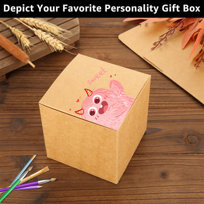 50PCS Brown Gift Boxes 4x4x4 Boxes Small Kraft Paper Box with Lids, Small Gift Boxes for Party Favor Gifts Boxes, DIY Crafting, Wedding, Bridesmaids, Birthday, Christmas