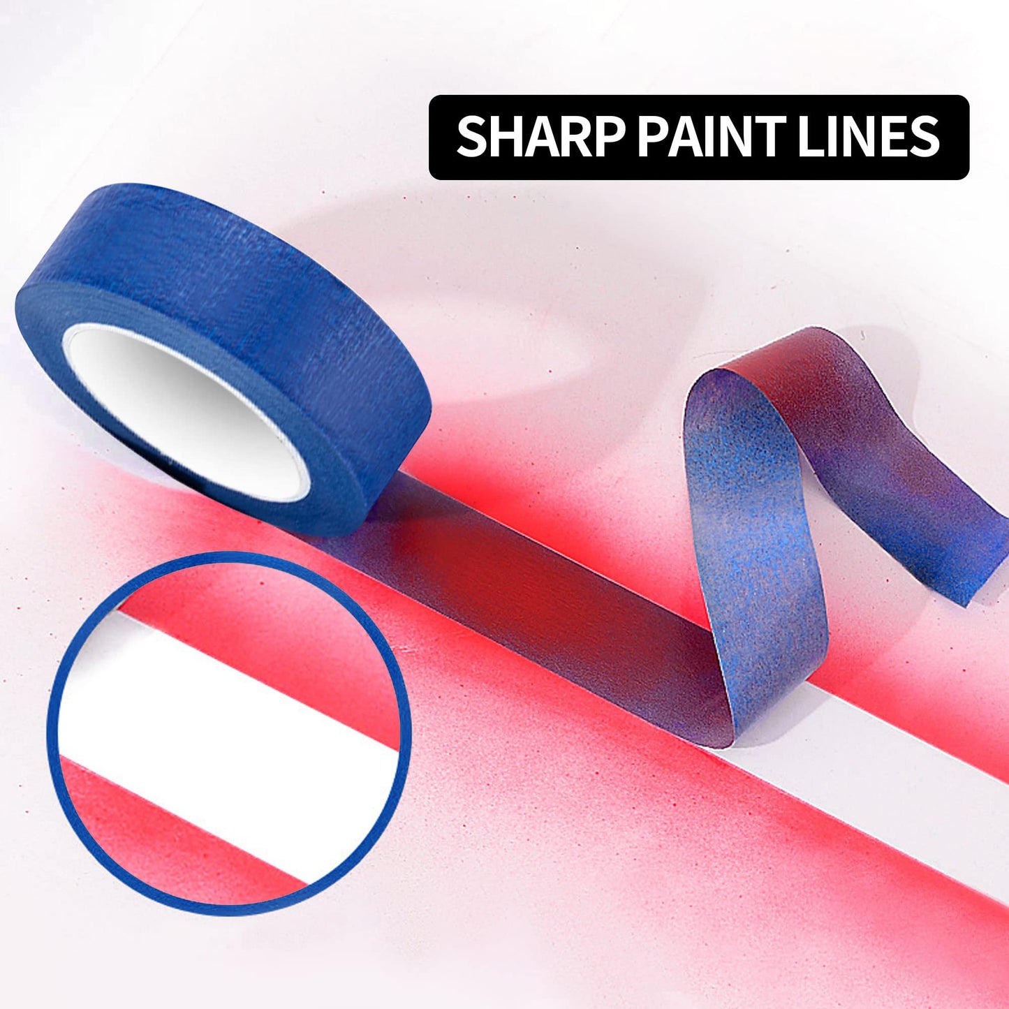 TAPEBEAR Blue Masking Tape, Painters Tape 24mm x 55m, UV Anti Residue Free Blue Tape, Wall Painting Masking Tape with Sharp Lines for Painting,Paint Tape, Outdoor, 6Rolls