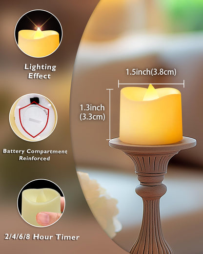 AMAGIC 12pcs Remote Timer Candles, 400+Hours Flickering Flameless Battery Operated LED Tea Lights Votive for Tabletop, Home Table Decor
