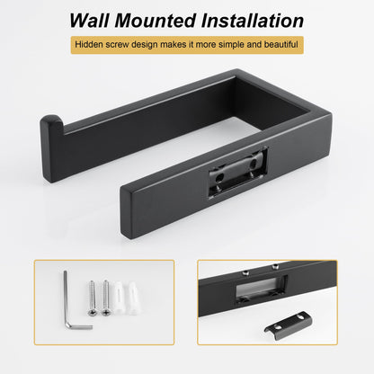 Sayayo Toilet Paper Roll Holder Wall Mounted, SUS304 Stainless Steel Toilet Paper Holder, Matte Black Bathroom Tissue Holder, Kitchen and Washroom, Hand Towel Holder Screw-in, GKN2211-B