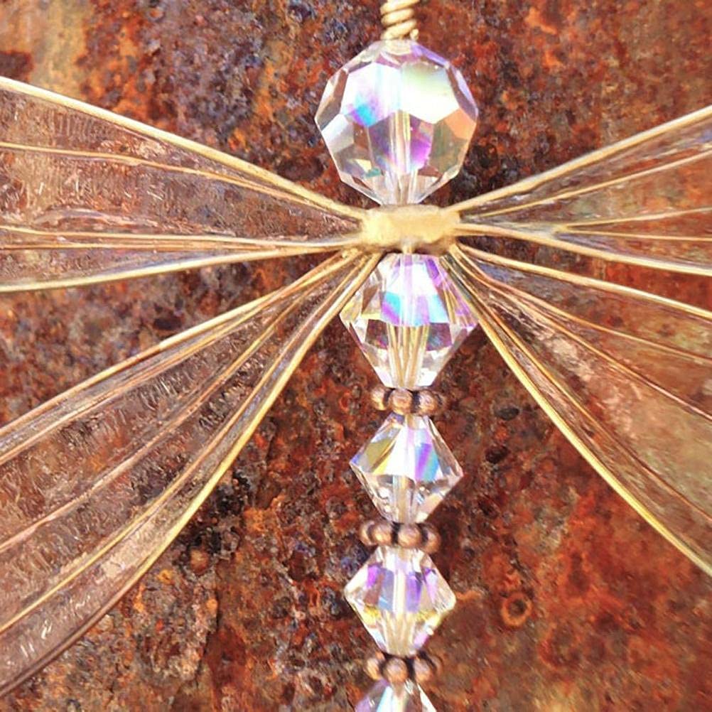 Prosperity Symbol Dragonfly Pendant Rainbow Maker Crystal Suncatcher for Garden Home Decor