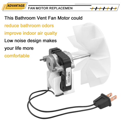 SM550 Universal Bathroom Vent Fan Motor Replacement Kit, Compatible with Nutone Broan 50 CFM, 120V, C01575, 65100, EM550, EM750