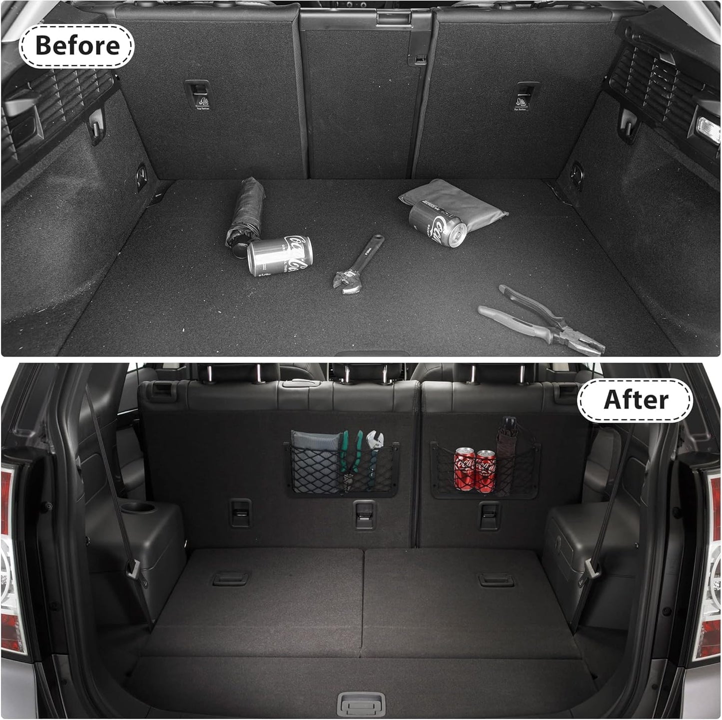4 Pcs Storage Nets for Campervans, Elastic Trunk Storage Bag with Plastic Frame,Van Motorhome Caravan Boat Car Storage Solutions Accessories for Storing Phone/Water Bottle/Toiletry, 14 * 7.3in