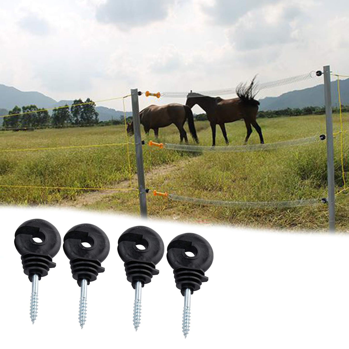 Yaegoo 100Pcs Electric Fence Ring Insulators, Screw-in Insulator Fence Ring Post Wood Post Insulator, Black
