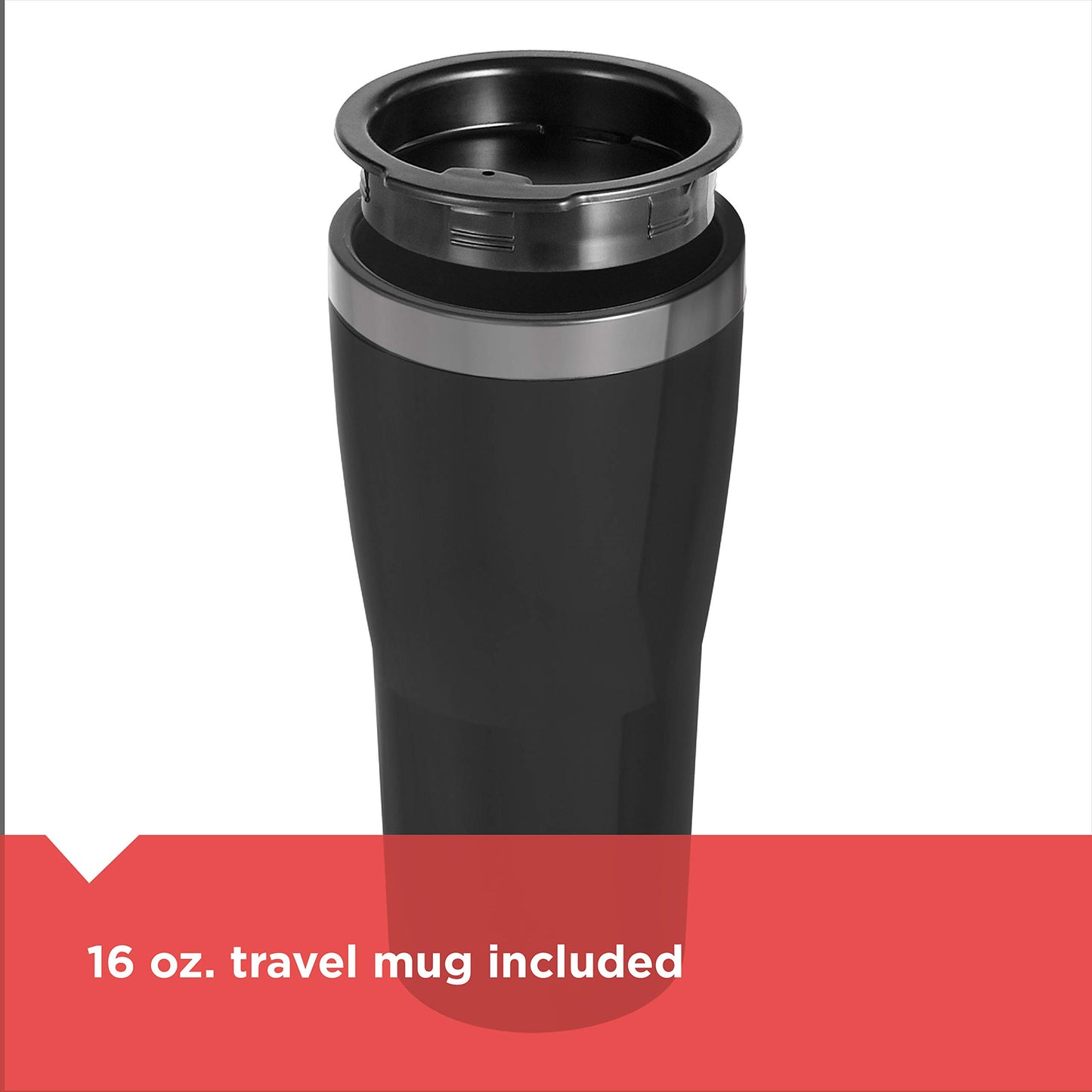 BLACK+DECKER Single Serve Coffee Maker, Includes One Dishwasher Safe Travel Mug (16oz), CM618C Black
