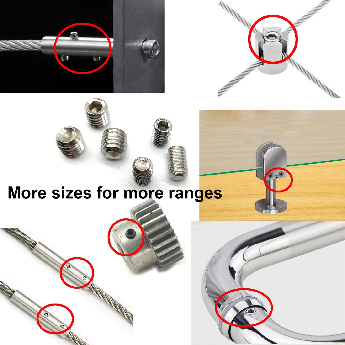 HanTof 747Pcs 21 Sizes Metric M2/M2.5/M3/M4/M5/M6/M8 Allen Head Socket Hex Grub Set Screws,Internal Hex Drive Headless Cup-Point Set Screws Assortment Kit with 7Pcs Hex Wrenches,304 Stainless Steel