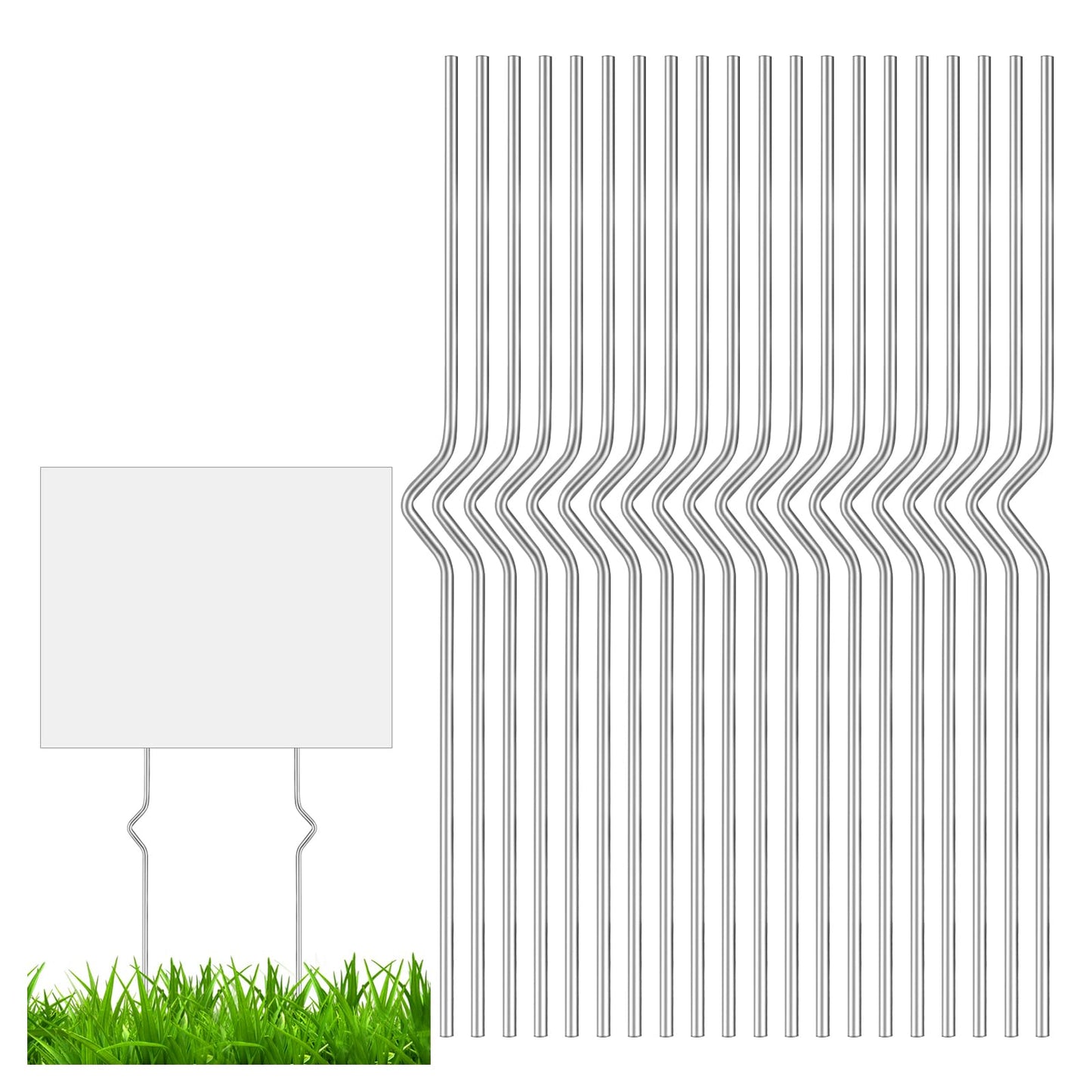 40 Pack Heavy Duty Metal Yard Sign Stakes, 17 '' Corrugated Plastic Sign Stakes 17'' Stainless Steel Metal Stake Holder for Corrugated Plastic Signs Garden Lawn Outdoor Home Real Estate Open House