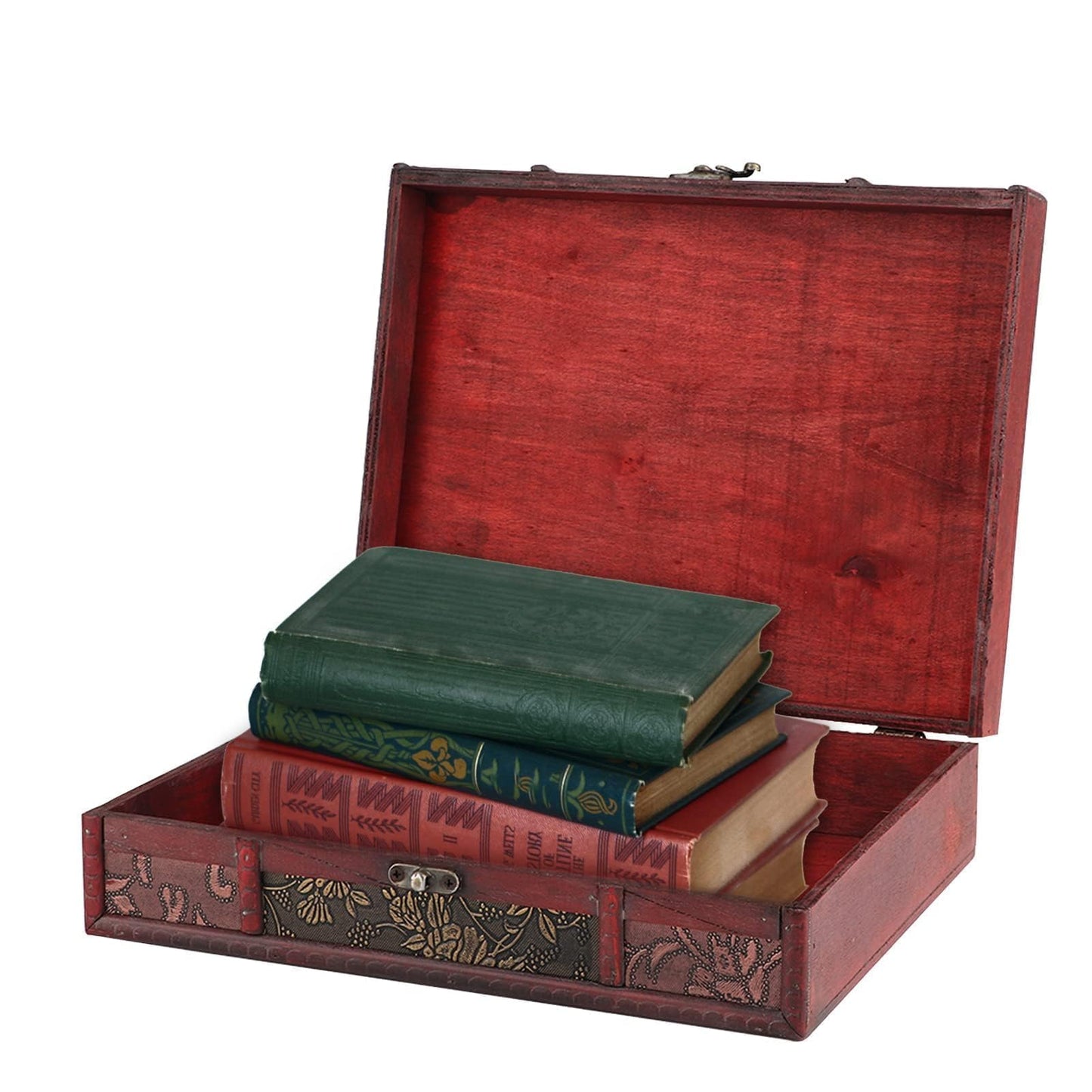 Wooden Box, 11 x 8.5 x 3.2in Large Keepsake Box with Lid Decorative Boxes Wood Storage Box Treasure Chest Trinket Box Gift Box Wood Jewelry Box Memory Box Wooden Chest Box for Decorative