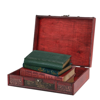Wooden Box, 11 x 8.5 x 3.2in Large Keepsake Box with Lid Decorative Boxes Wood Storage Box Treasure Chest Trinket Box Gift Box Wood Jewelry Box Memory Box Wooden Chest Box for Decorative