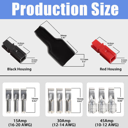 XINTAIHELE 110PCS Anderson Powerpole Connectors, Quick Disconnect Terminals Connectors Kit, Red Black Silver Copper Battery Connector Modular Power Connector