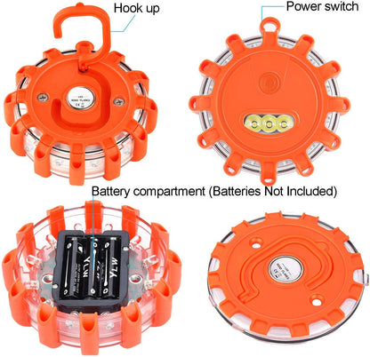 Tobfit LED Road Flares Portable Emergency Lighting Flare Kit with Magnetic Base & Hook for Car and Boat (Set of 4) (4)