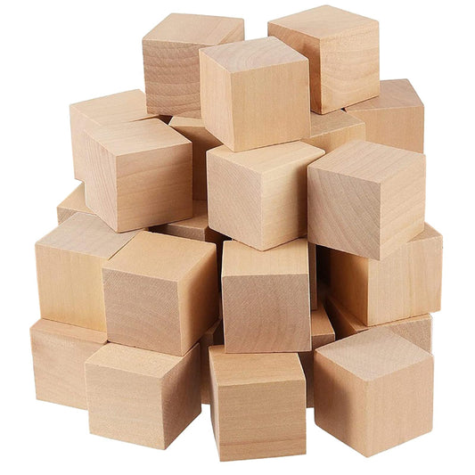 PLAZOTTA 30 Pack 2 Inch Unfinished Wooden Cubes Wooden Blocks, Blank Pine Wood Blocks for Crafts Making