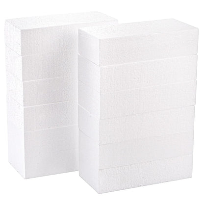 YOUEON 12 Pack Rectangle Styrofoam Blocks, 8 x 4 x 2 Inches Foam Blocks Craft Foam Block, Foam Bricks for Arts and Crafts, Modeling Centerieces, White