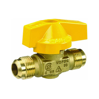 Homewerks VGV1LHT2B Premium Gas Ball Valve Flare Inlet/Outlet, Brass, 3/8-Inch, 3/8 Inch