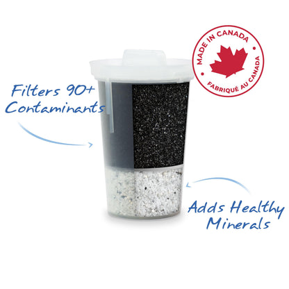 Single Replacement MINA Alkaline Water Filter by Santevia | Single At Home Water Pitcher Filter Adds Minerals and Makes Alkaline Water | Chlorine and Lead Water Filter | Made In Canada