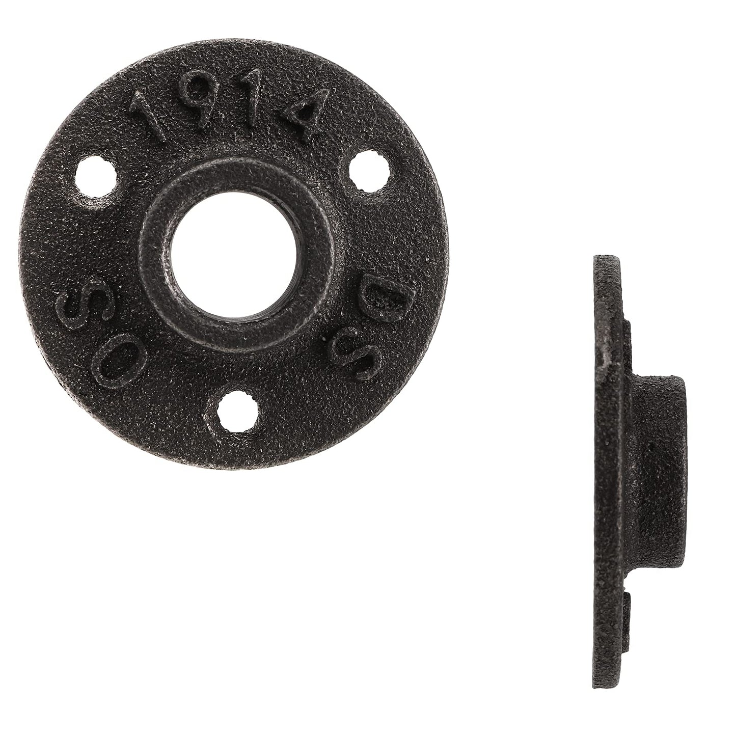 Lawei 20 Pack 1/2 Inch Floor Flange, Malleable Cast Iron Pipe Flange Industrial Pipe Flanges for DIY Project, Furniture, Shelving Decoration