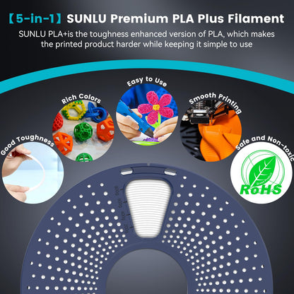 SUNLU PLA+ Filament 1.75mm, PLA Plus 3D Printer Filament, Dimensional Accuracy +/- 0.02 mm, Tough & Neatly Wound, 1KG Spool (2.2 LBS), Fit for Most FDM Printers, (Roasted Chestnut Black)