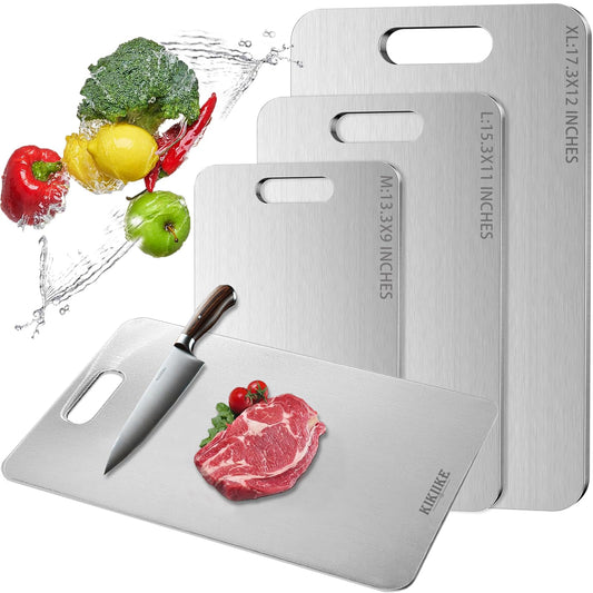 Titanium Cutting Board 2025 New Upgrade 100% Pure Titanium Cutting Boards for Kitchen - Double-Sided Food-Grade titanware Cutting Board Non-Stick Durable and Easy to Clean (13.3 x 9 in)