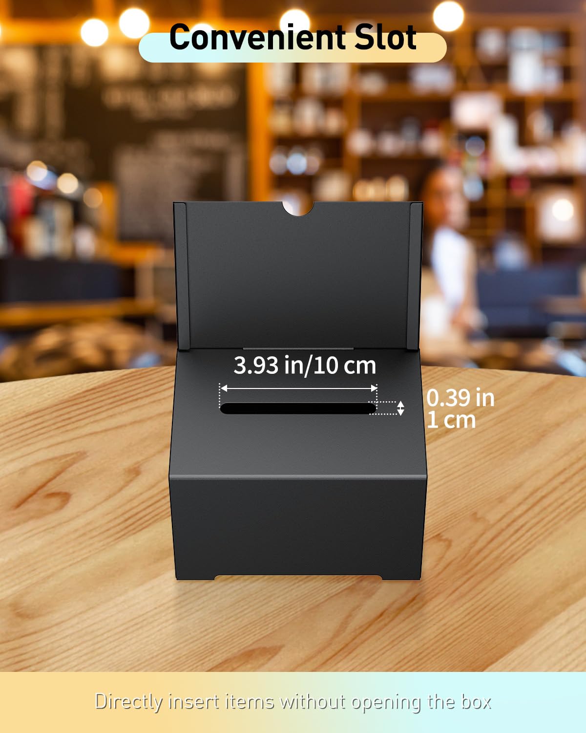 Uniclife Metal Donation Box for Fundraising, Suggestion Box with Slot and Lock, Black Ballot Boxes with Sign Holder, Storage Container for Voting Charity Tip Collection, 6.4" x 4.7" x 4"