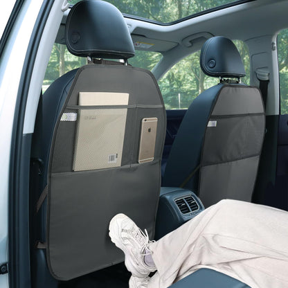 Viaviat Car Seat Protector Large Kick Mat 2 Pack Durable Water Resistant Auto Seat Back Covers with 2 Mesh Pockets Protection Against Dust Mud Scratches (Black, 2-Pack)