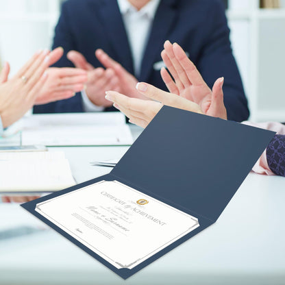 AKONEGE 30 Packs Certificate Holders, Navy Blue Diploma Holders, 350gsm, Certificate Covers with Gold Foil Border for Letter Size 8.5 x 11 Certificates, Cardstock, Award, Graduation, Document Papers