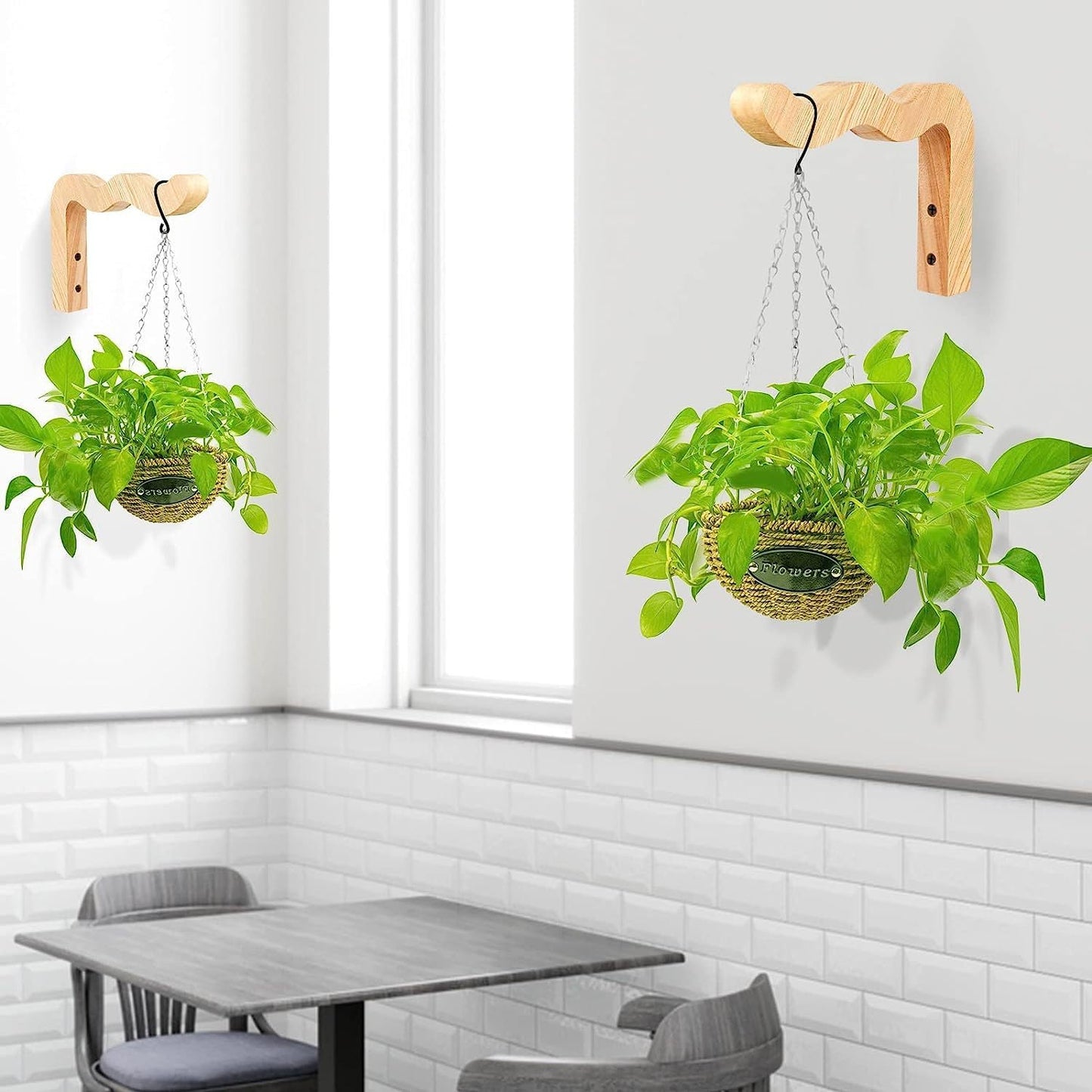 YYBD 2Pcs Plant Wall Hangers Wavy Wooden Plant Hanger Beech Wood Wall Mounted Hanging Plant Hooks Indoor Outdoor Hanging Brackets for Planters Lanterns Flower Bracket Wind Chimes Decoration Hooks