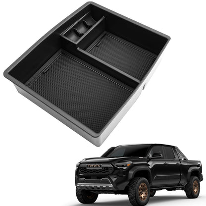 Coleya 2024 2025 2026 Tacoma Accessories Center Console Organizer for Toyota Tacoma (SR5/TRD Off-Road/TRD Sport/TRD Pro/Limited/Trailhunter) Durable ABS Plastic 2025 Tacoma Console Tray Insert (Black)