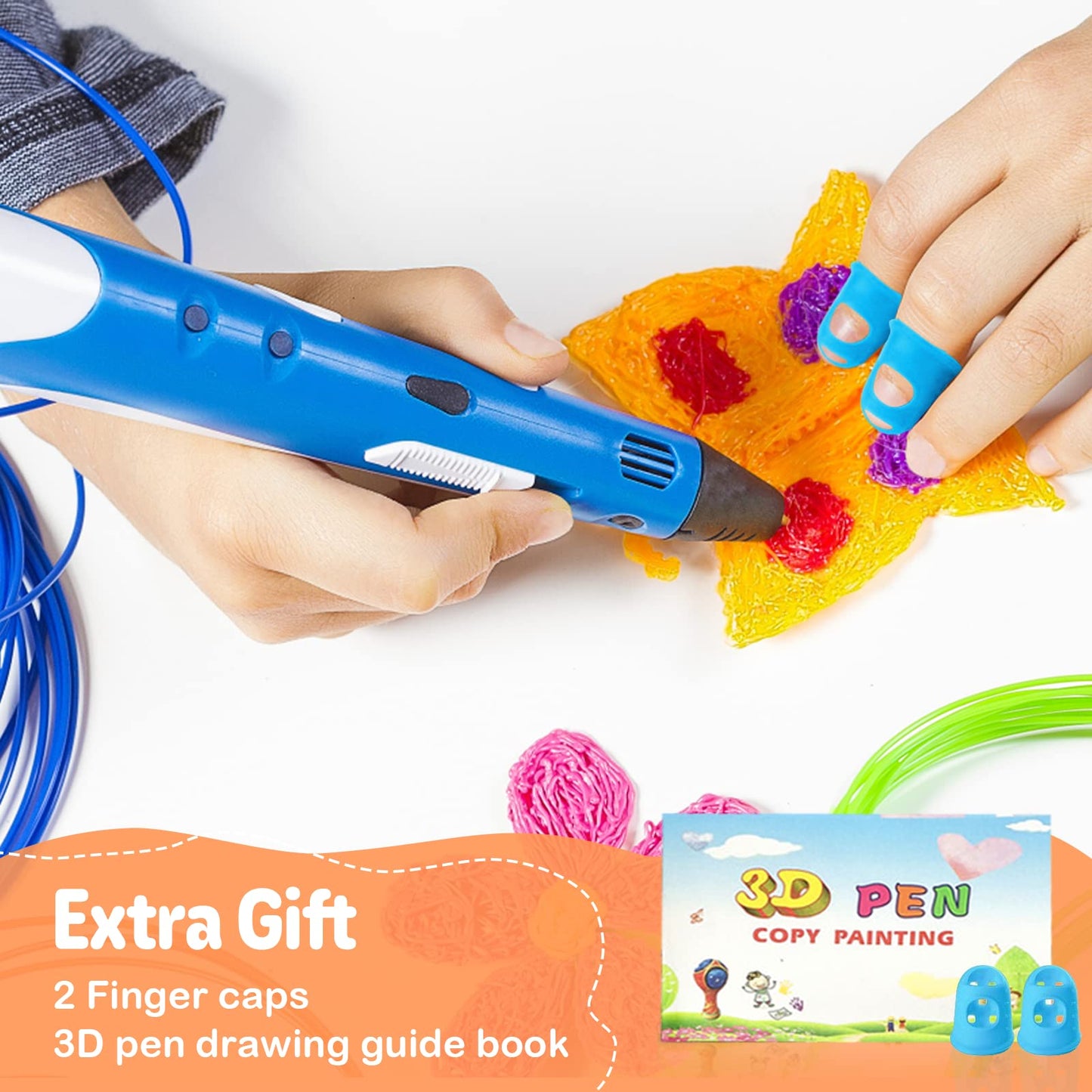 3D Pen Filament Refills 15 Colors, Each Color 16 Feet Total 240 Feet, 1.75 mm Pla Filament Comes with 2 Finger Caps & Copybook,3D Printing Pen Filament Refills Compatible with Mynt3d,scrib3d 3D Pen