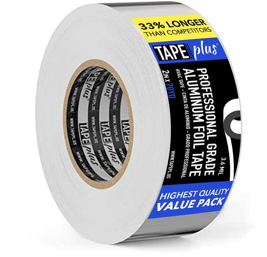 Tape Plus Professional Grade Aluminum Foil Tape - 2 Inch by 210 Feet (70 Yards) - Perfect for HVAC, Sealing & Patching Hot & Cold Air Ducts, Metal Repair, and Much More