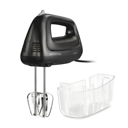 Proctor Silex 5-Speed Electric Hand Mixer for Baking, 100W, Snap-On Storage Case, Lightweight with 2 Beaters, Matte Black (62512)