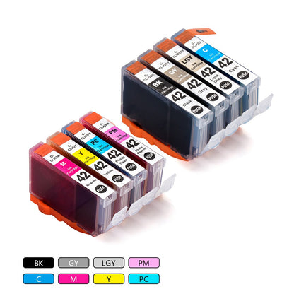 8 Pack CLI-42 CLI42 Compatible Ink Cartridges Use for Canon Pixma Pro-100 Pro 100 Pro-100S (1BK, 1C, 1GY, 1LGY, 1M, 1Y, 1PC, 1PM)